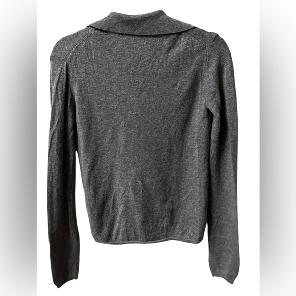 Zara Wool Thin Collared Cardigan Sweater Gray Size Small - Picture 3 of 6
